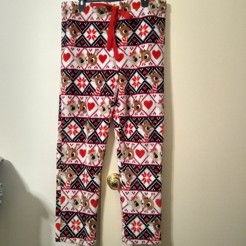 Gently Used Rudolph & Clarice Plush Fleece Lounge Pants (Size XL, 16-18) EUC